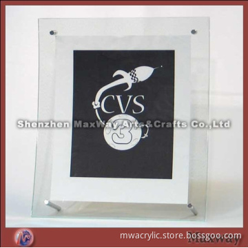 Bespoke Transparent Acrylic/Lucite Picture Display/Card Frame with Standoffs